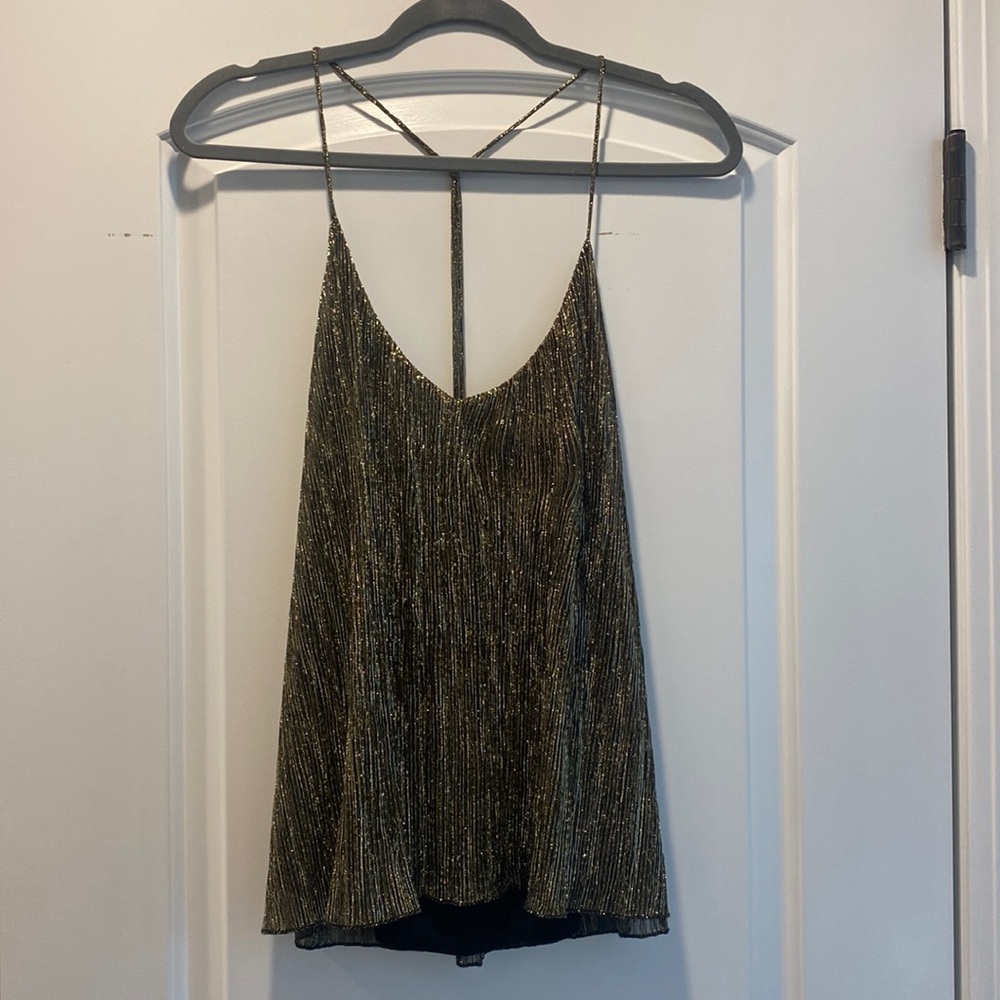 Topshop Gold Shimmer Top, Size 8